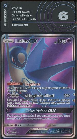 Latios GX 223/236 · Sintonia Mentale · Gradata AiGrading · EX-MT 6 fronte