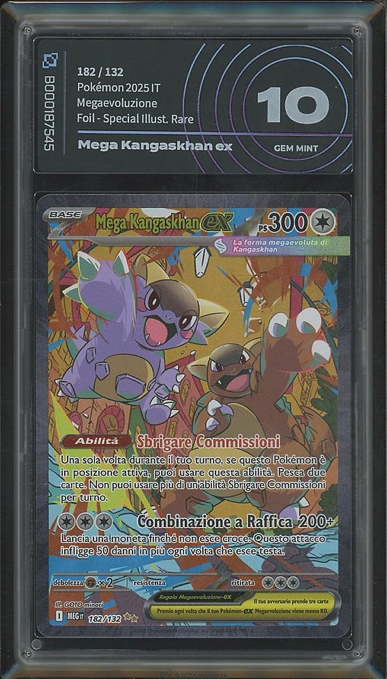 Mega Kangaskhan ex 182/132 · Megaevoluzione (ME01) · Gradata AiGrading · Gem Mint 10 fronte Mega Kangaskhan ex 182/132 · Megaevoluzione (ME01) · Gradata AiGrading · Gem Mint 10 fronte