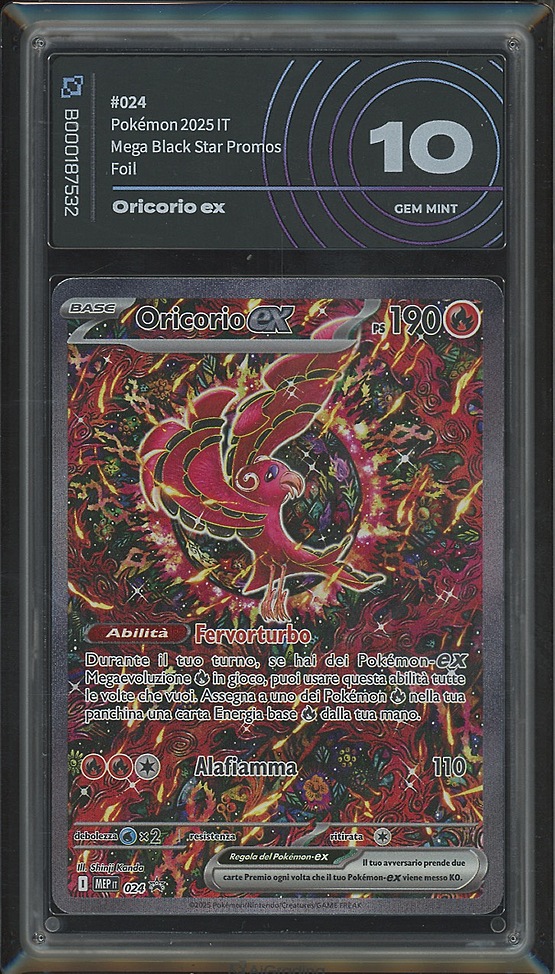 Oricorio ex 024 · Promo Black Star Megaevoluzione · Graded by AiGrading · Gem Mint 10 fronte Oricorio ex 024 · Promo Black Star Megaevoluzione · Graded by AiGrading · Gem Mint 10 fronte